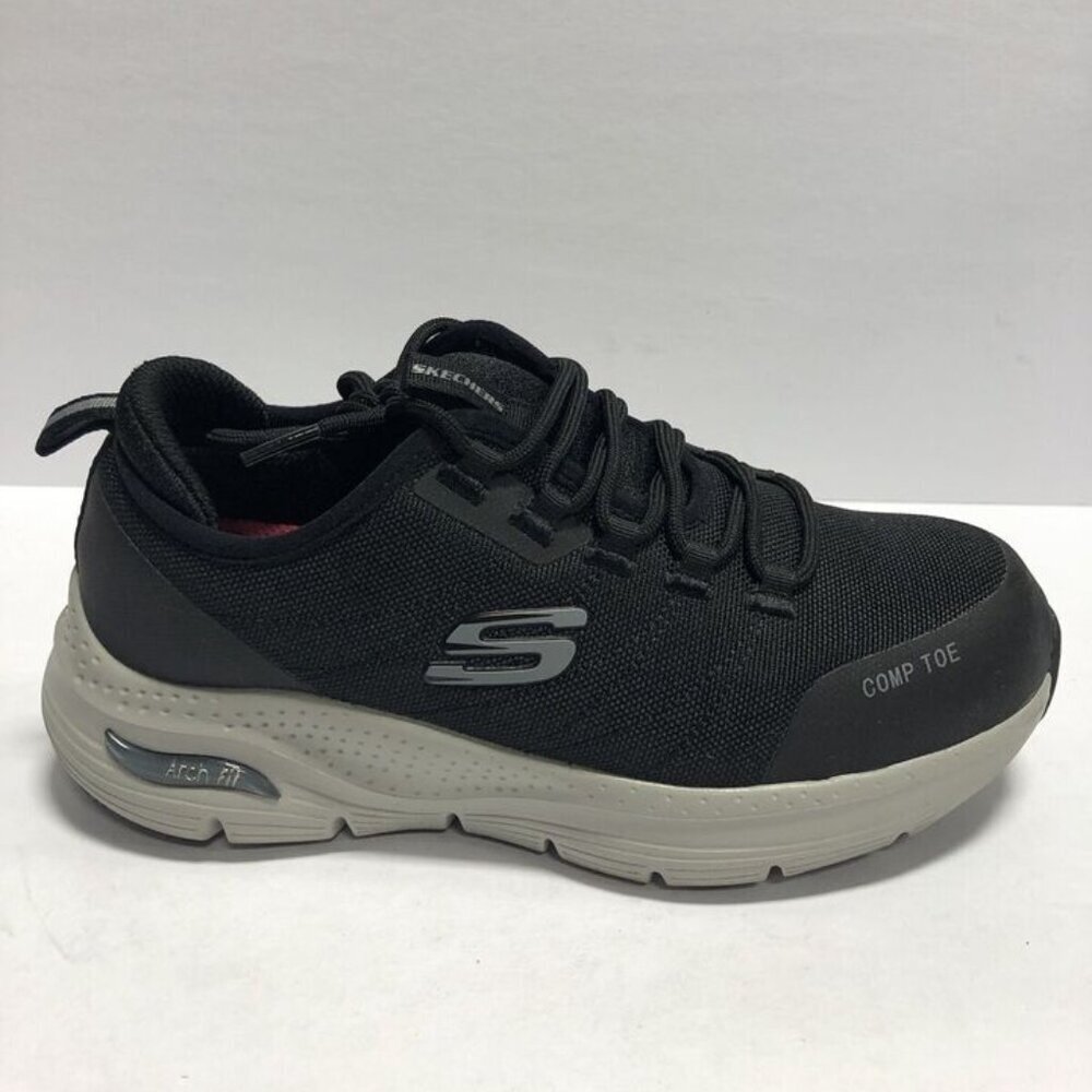 Skechers Women’s Ebinal SR, Black Composite Toe Sneakers, Size 6.5M